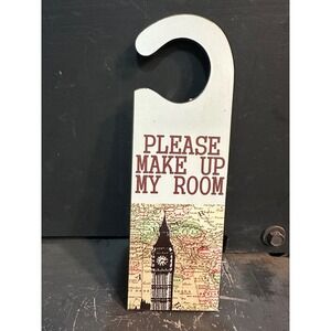 Vintage Style Wood Door Hanger Do Not Disturb Make Up My Room London Paris Map